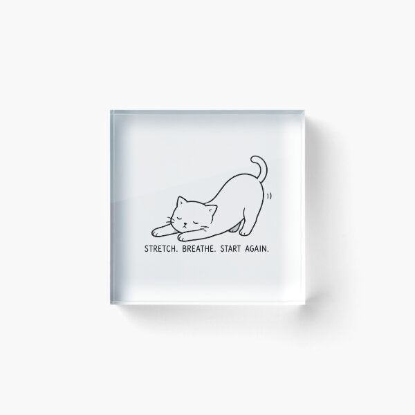 Item preview, Stretch Breathe Start Again Cute Yoga Cat Minimalist Line Art Graphic designed and sold by The Upside Down.