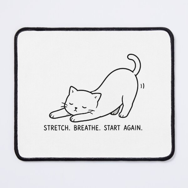 Item preview, Stretch Breathe Start Again Cute Yoga Cat Minimalist Line Art Graphic designed and sold by The Upside Down.