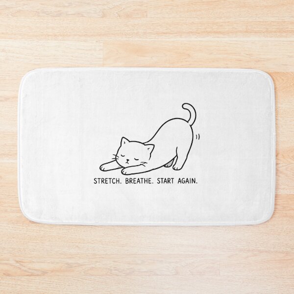 Item preview, Stretch Breathe Start Again Cute Yoga Cat Minimalist Line Art Graphic designed and sold by The Upside Down.