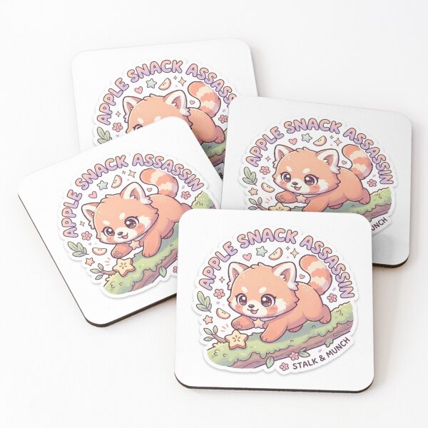 Item preview, Cute Kawaii Apple Snack Assassin Red Panda Sticker | Anime Style Stalk & Munch Chibi Art | Cute Food Pun Sticker designed and sold by Chipkooo.