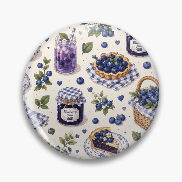Item preview, Blueberry Picnic Cottagecore Summer Berry Pattern designed and sold by RJACreative.