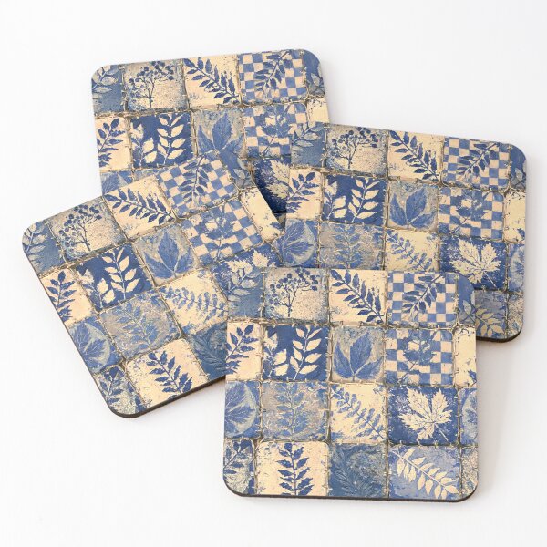 Item preview, Blue and Cream Botanical Tile Pattern – Vintage Mediterranean Ceramic Design designed and sold by Snifferius.