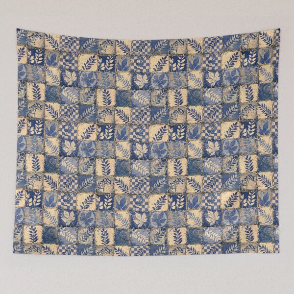 Item preview, Blue and Cream Botanical Tile Pattern – Vintage Mediterranean Ceramic Design designed and sold by Snifferius.