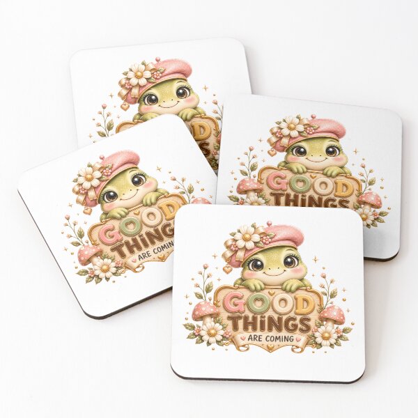 Item preview, Good Things Are Coming – Cute Frog Positive Vibes Design designed and sold by HO•Designs.