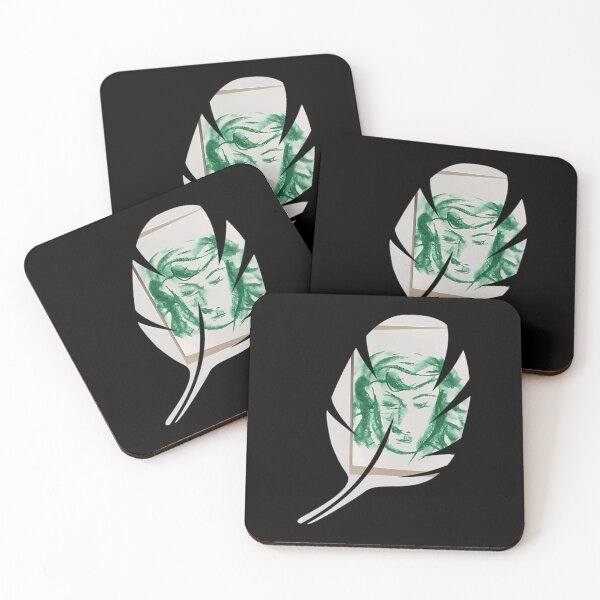 Item preview, Green Watercolor Face Painting Inside White Feather Cutout designed and sold by haythjr.
