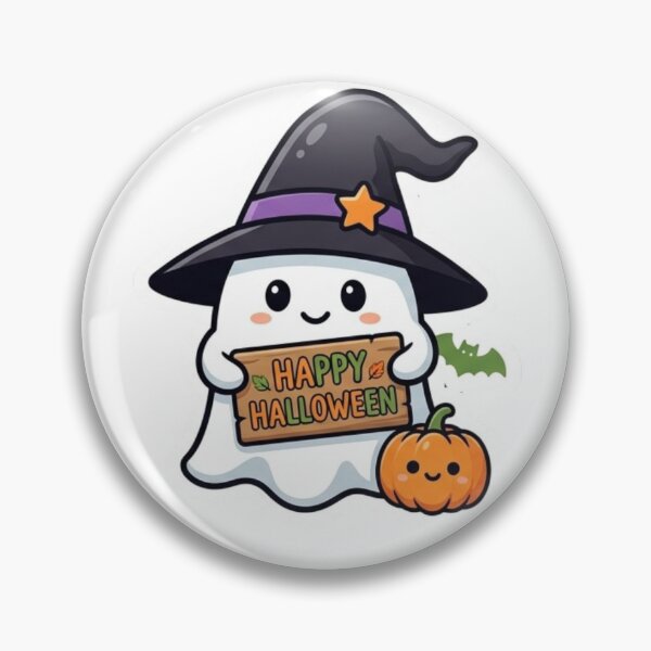 Item preview, Cute Kawaii Ghost with Happy Halloween Sign designed and sold by Amituniqdesign .