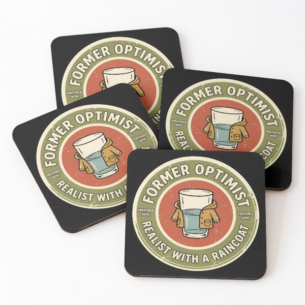 Item preview, Former Optimist Realist With Raincoat Vintage Badge designed and sold by DuckOddity.