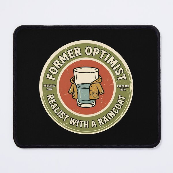 Item preview, Former Optimist Realist With Raincoat Vintage Badge designed and sold by DuckOddity.
