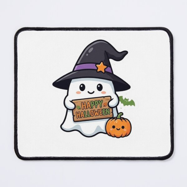 Item preview, Cute Kawaii Ghost with Happy Halloween Sign designed and sold by Amituniqdesign .