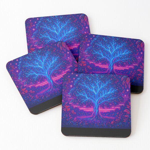 Item preview, The Neon Tree Of Light  Synthwave Dreams Under Electric Skies designed and sold by SilverSultry.