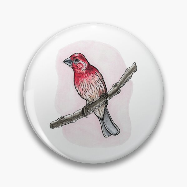 Item preview, Vibrant House Finch Perched On Branch Red Songbird Graphic designed and sold by DrawnToNatusa.