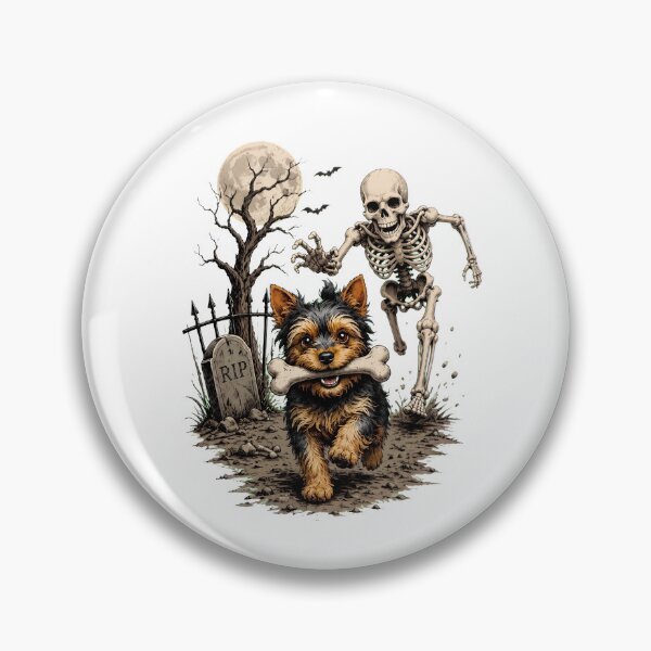 Item preview, yorkshire terrier dog skeleton chase bone halloween designed and sold by Batir-sr.