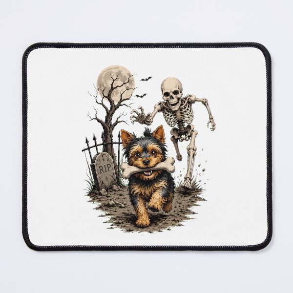 Item preview, yorkshire terrier dog skeleton chase bone halloween designed and sold by Batir-sr.