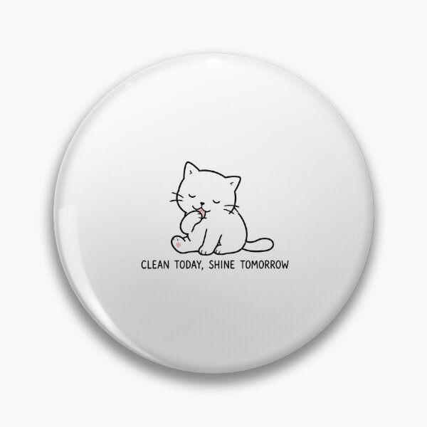 Item preview, Clean Today Shine Tomorrow Cute Grooming Cat Minimalist Line Art Graphic designed and sold by The Upside Down.
