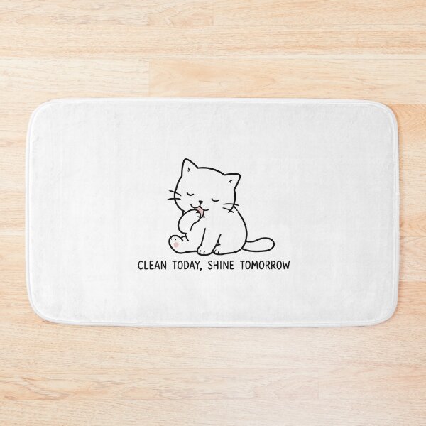 Item preview, Clean Today Shine Tomorrow Cute Grooming Cat Minimalist Line Art Graphic designed and sold by The Upside Down.