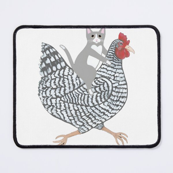 Item preview, Grey Tuxedo Cat Chicken Ride ⭐⭐⭐⭐⭐ designed and sold by latenitedraw.