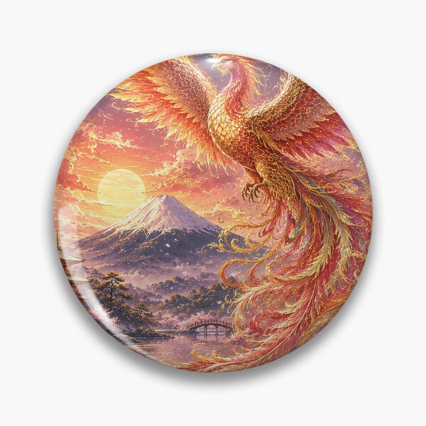 Item preview, Golden Phoenix Over Mount Fuji designed and sold by Rainbow Heart Japan.