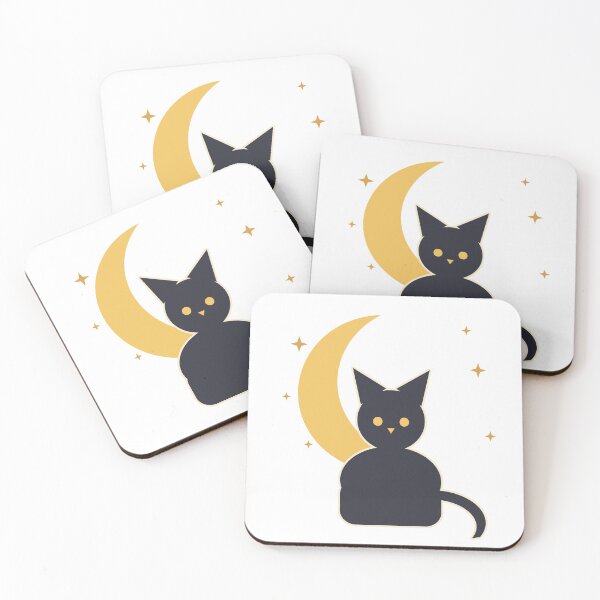 Item preview, Black Cat & Crescent Moon designed and sold by qomart24.