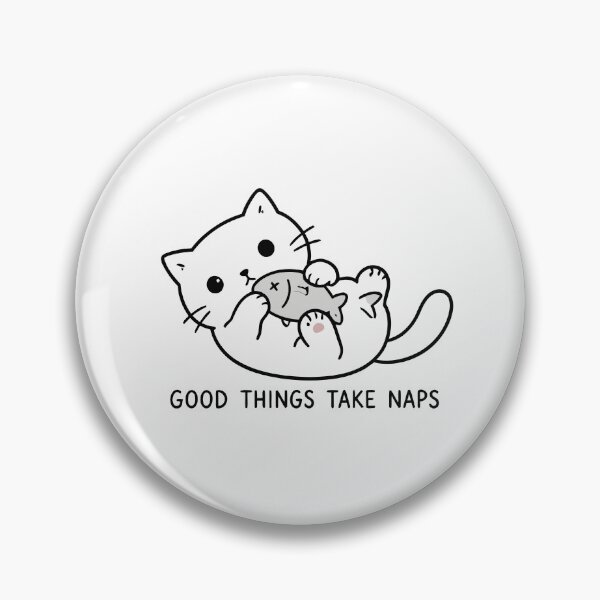 Item preview, Good Things Take Naps Funny Cute Cat Fish Toy Minimalist Line Art designed and sold by The Upside Down.