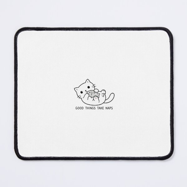 Item preview, Good Things Take Naps Funny Cute Cat Fish Toy Minimalist Line Art designed and sold by The Upside Down.