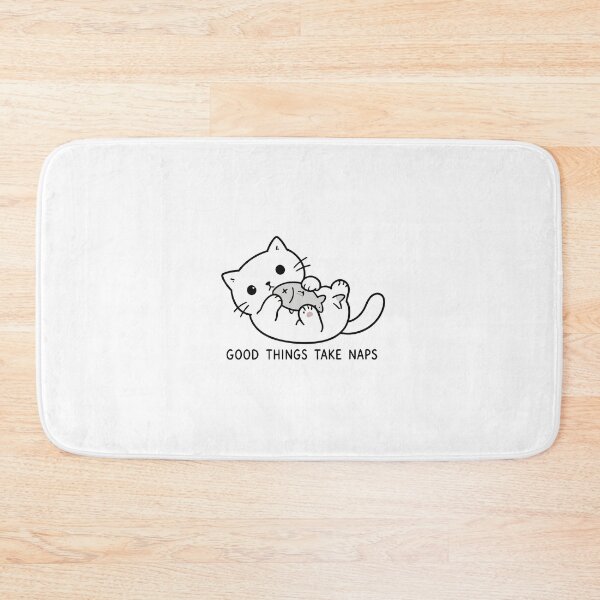 Item preview, Good Things Take Naps Funny Cute Cat Fish Toy Minimalist Line Art designed and sold by The Upside Down.