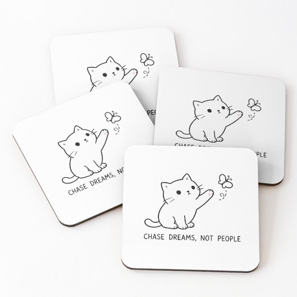 Item preview, Chase Dreams Not People Cute Cat Butterfly Minimalist Line Art designed and sold by The Upside Down.