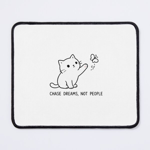 Item preview, Chase Dreams Not People Cute Cat Butterfly Minimalist Line Art designed and sold by The Upside Down.