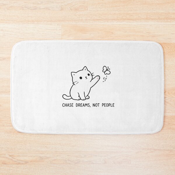 Item preview, Chase Dreams Not People Cute Cat Butterfly Minimalist Line Art designed and sold by The Upside Down.