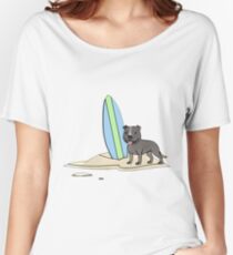 Surfing Staffy - Grey Women's Relaxed Fit T-Shirt