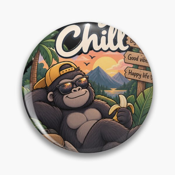 Item preview, Cute Gorilla Stay Chill – Funny Tropical Jungle Adventure Design Sticker T-Shirt designed and sold by RedaSouq.