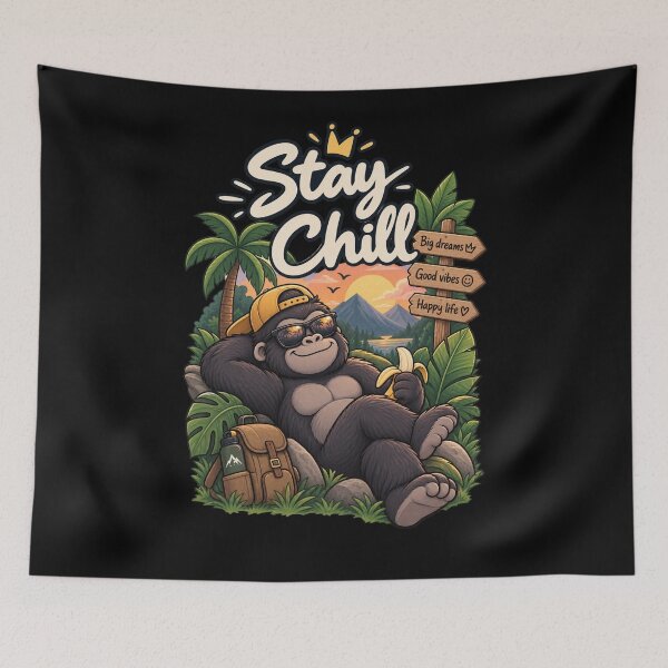 Item preview, Cute Gorilla Stay Chill – Funny Tropical Jungle Adventure Design Sticker T-Shirt designed and sold by RedaSouq.