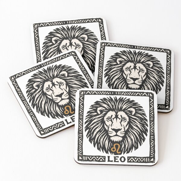 Item preview, Leo Zodiac Lion Folk Art Linocut Woodblock Print Design designed and sold by Osmose-Studio ⭐⭐⭐⭐⭐.
