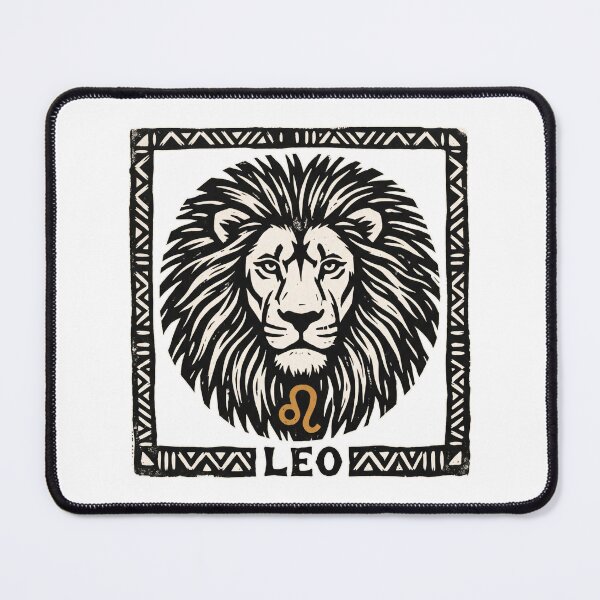 Item preview, Leo Zodiac Lion Folk Art Linocut Woodblock Print Design designed and sold by Osmose-Studio ⭐⭐⭐⭐⭐.