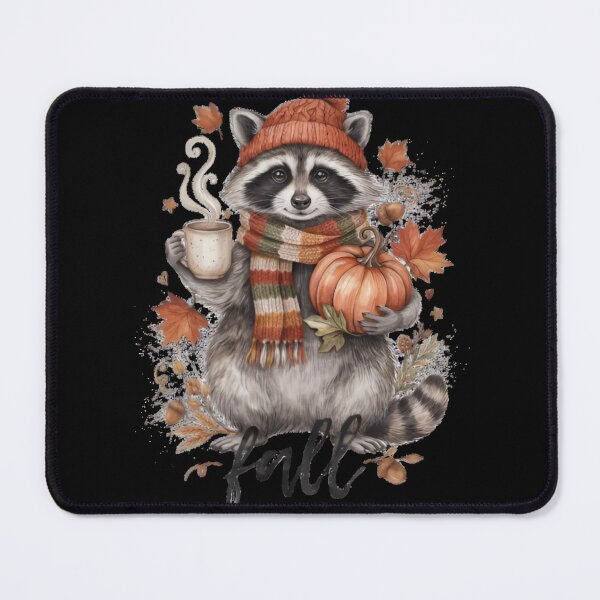 Item preview, Cute Autumn Raccoon Pumpkin Coffee Fall Leaves Cozy designed and sold by Zizo-DR44.