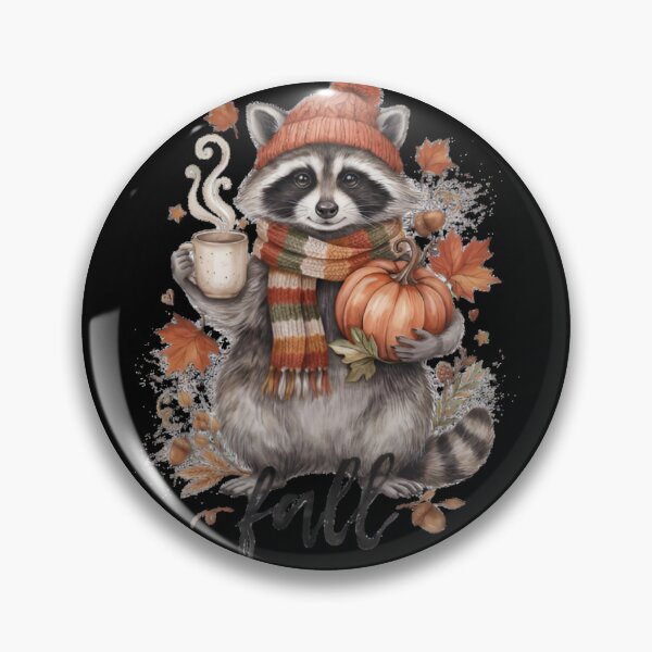 Item preview, Cute Autumn Raccoon Pumpkin Coffee Fall Leaves Cozy designed and sold by Zizo-DR44.