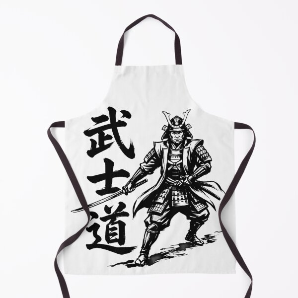Item preview, A black-and-white painting of a samurai and the word “Bushido” designed and sold by whiteblackcat.