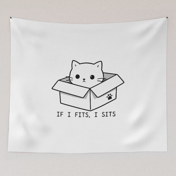 Item preview, If I Fits I Sits Cute Cat in Box Minimalist Line Art Graphic designed and sold by The Upside Down.