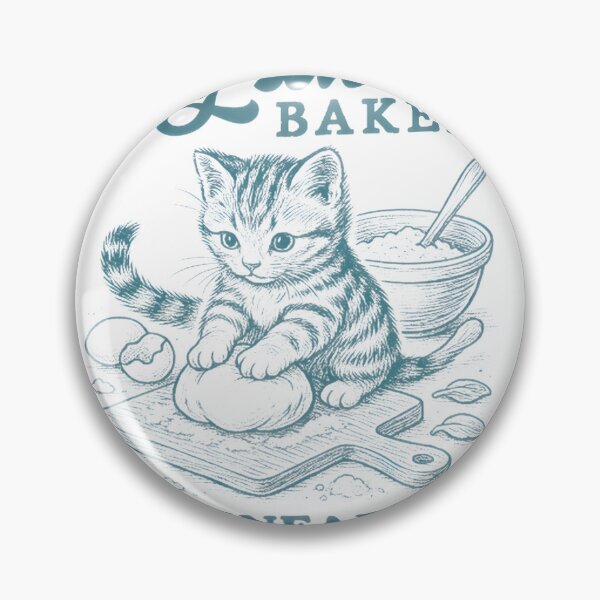 Item preview, Kitty Biscuits Bakery Cute Kitten Kneading Dough Funny Baking Art ⭐⭐⭐⭐⭐ designed and sold by latenitedraw.