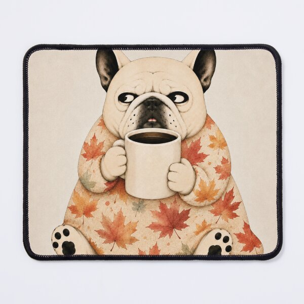 Item preview, Grumpy French Bulldog Coffee Morning | Cozy Autumn Frenchie designed and sold by joycrysstudio.