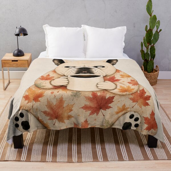 Item preview, Grumpy French Bulldog Coffee Morning | Cozy Autumn Frenchie designed and sold by joycrysstudio.