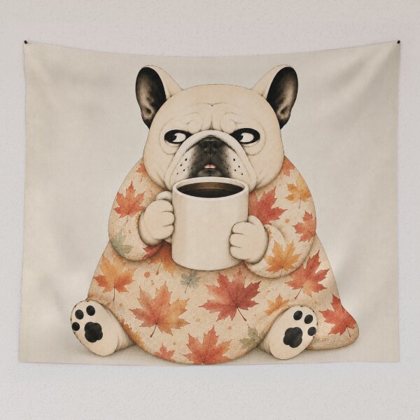 Item preview, Grumpy French Bulldog Coffee Morning | Cozy Autumn Frenchie designed and sold by joycrysstudio.