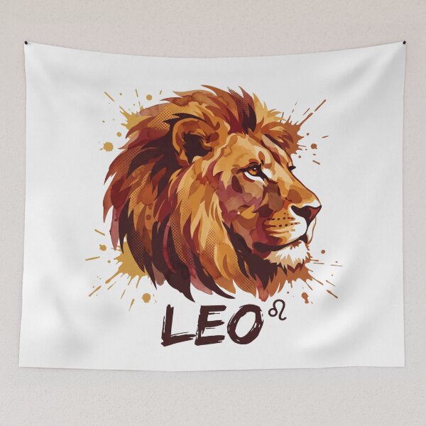 Item preview, Watercolor Leo Zodiac Lion Head Profile Splatter designed and sold by Osmose-Studio ⭐⭐⭐⭐⭐.