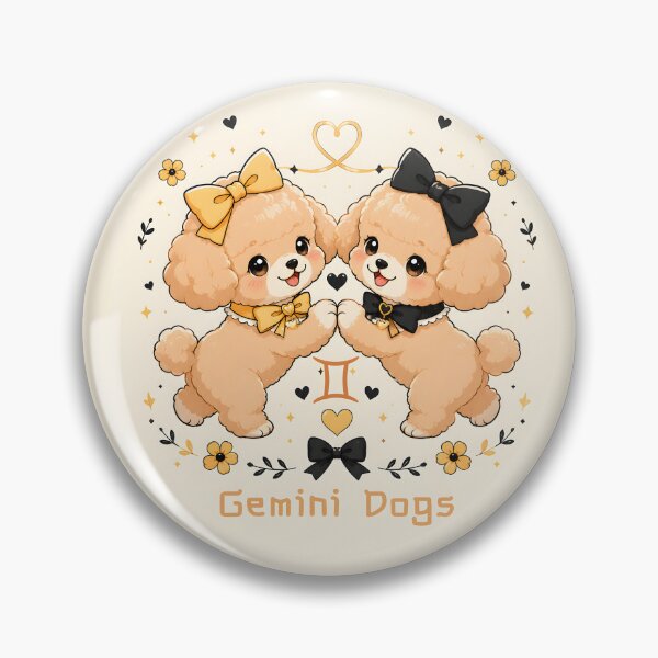 Item preview, Cute Gemini Poodle Twin Dogs Zodiac Air Sign Astrology designed and sold by ChubbyGoong.
