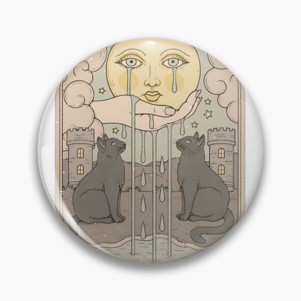 Item preview, The Moon Tarot Card With Black Cats ⭐⭐⭐⭐⭐ designed and sold by latenitedraw.