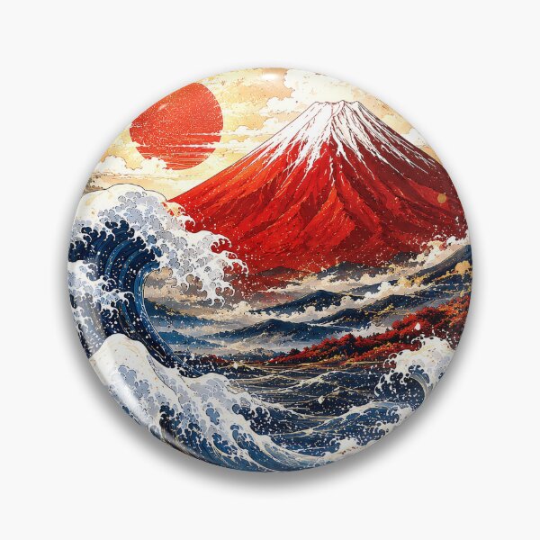 Item preview, Red Mount Fuji and Great Waves designed and sold by Rainbow Heart Japan.