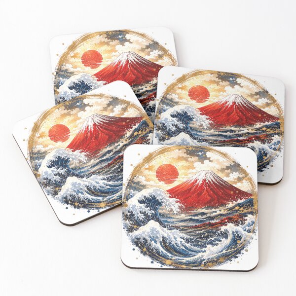Item preview, Red Mount Fuji and Great Waves designed and sold by Rainbow Heart Japan.