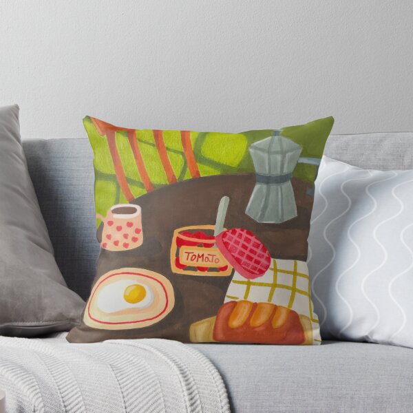 Item preview, Hand-Drawn Cozy Green Kitchen Table with Tomato and Coffee designed and sold by lazypencil.art.