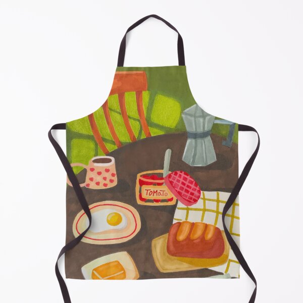 Item preview, Hand-Drawn Cozy Green Kitchen Table with Tomato and Coffee designed and sold by lazypencil.art.