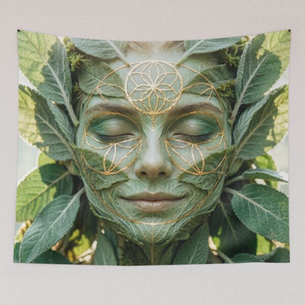 Item preview, Green Nature Spirit Goddess Face designed and sold by IntelliMindDesigns.