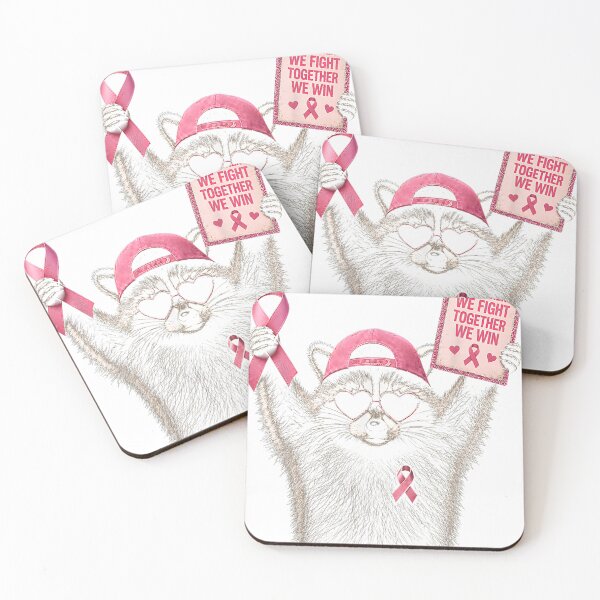 Item preview, Breast Cancer Awareness Supports Feral Raccoon Pink Ribbons designed and sold by CassandreShan.